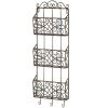 Accent Plus Black Iron Triple Wall Rack with Hooks