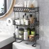 Teardrop-shaped shelf toilet rack three layers - black