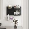 Shelf with three storage baskets and three hooks - Black