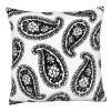 20 x 20 Square Accent Throw Pillow; Paisley Print; With Filler; Black; White