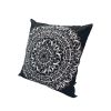 20 x 20 Modern Square Cotton Accent Throw Pillow; Mandala Design Pattern; Black; White