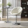 Hengming Round Tufted Back Chair Living Room Chair Contemporary Height Adjustable Vanity Chair 360Â¬âˆž Swivel Accent Chair Modern Look; White