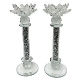 Ambrose Exquisite 2-Piece Candle Holders in Silver (Gift Box Included)