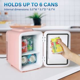 Simple Deluxe Mini Fridge; 4L/6 Can Portable Cooler & Warmer Freon-Free Small Refrigerator Provide Compact Storage for Skincare; Beverage; Food; Cosme