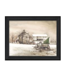 Trendy Decor 4U "Bringing Home the Tree" Framed Wall Art; Modern Home Decor Framed Print for Living Room; Bedroom & Farmhouse Wall Decoration by John