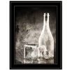 "Moody Gray Glassware Still Life" by Bluebird Barn; Ready to Hang Framed Print; Black Frame