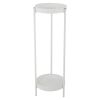 Modern Plant Stand, Foldable Potted Plant Holder with 2 Round Trays, Metal Flowers Pot Base for Indoor and Outdoor, White