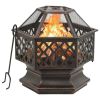 vidaXL Rustic Fire Pit with Poker 24.4"x21.3"x22" XXL Steel