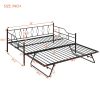 Full Size Metal Daybed with Twin Size Adjustable Trundle; Portable Folding Trundle; Black(OLD SKU:MF293730AAB)