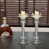 Ambrose Exquisite 2-Piece Candle Holders in Silver (Gift Box Included)