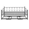 Full Size Metal Daybed with Twin Size Adjustable Trundle; Portable Folding Trundle; Black(OLD SKU:MF293730AAB)