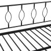 Full Size Metal Daybed with Twin Size Adjustable Trundle; Portable Folding Trundle; Black(OLD SKU:MF293730AAB)