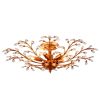 Elegant Crystal Leaves Antique Copper Semi Flush Mount Chandelier