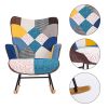 Rocking Chair; Tufted Upholstered Rocking Chair for Nursery; Comfy Wingback Glider Rocker with Safe Solid Wood Base for Living Room Bedroom Balcony