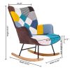 Rocking Chair; Tufted Upholstered Rocking Chair for Nursery; Comfy Wingback Glider Rocker with Safe Solid Wood Base for Living Room Bedroom Balcony