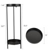 35.4"H Modern Folding Plant Stand, 2-Tier Metal Potted Plant Holder with 2 Round Trays for Indoor and Outdoor Use, Black XH