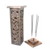 Wooden Incense Burner Stick Stand Holder Burner | Four Stick Holder Tray | Hand Carved Flower Design | Ash Catcher |12 Inches | Home Fragrance | Aroma