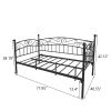 Metal Daybed Frame Multifunctional Mattress Foundation/Bed Sofa with Headboard; Twin; Black