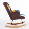 Rocking Chair; Tufted Upholstered Rocking Chair for Nursery; Comfy Wingback Glider Rocker with Safe Solid Wood Base for Living Room Bedroom Balcony