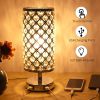 Crystal Bedside Table Lamp with 3-Way Dimmable, Touch Control Nightstand Lamps with 2 USB Ports, Crystal Decorative Table Lamps for Bedroom Living Roo