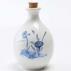 17oz White Ceramic Wine Jar Chinese Style Empty Wine Flask Lotus Wine Bottle Small Flagon