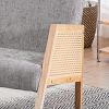 High Back Modern Fabric Rocking Chair with Rattan Arms