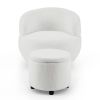 Swviel Barrel Chair with Gold Stainless Steel Base; with Storage Ottoman; Teddy Fabric; Ivory