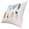 20 x 20 Modern Square Cotton Accent Throw Pillow; Printed Feather Patterned Design; White; Multicolor