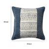 18 x 18 Square Handwoven Accent Throw Pillow; Polycotton Dhurrie; Kilim Pattern; White; Blue