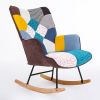 Rocking Chair; Tufted Upholstered Rocking Chair for Nursery; Comfy Wingback Glider Rocker with Safe Solid Wood Base for Living Room Bedroom Balcony