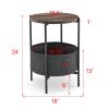 Modern Accent End Table with Storage Basket; Grey Cloth Bag and Brown Top (18'x18'x24')