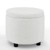 Swviel Barrel Chair with Gold Stainless Steel Base; with Storage Ottoman; Teddy Fabric; Ivory