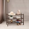 3-Tier Wood Shoe Rack Premium Stackable Shoe Organizer Shelf Storage for Hallway Closet