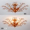 Elegant Crystal Leaves Antique Copper Semi Flush Mount Chandelier