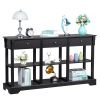 Console Sofa Table with Ample Storage; Retro Kitchen Buffet Cabinet Sideboard with Open Shelves and 3 Drawers; Accent Storage Cabinet for Entryway/Liv