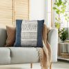 18 x 18 Square Handwoven Accent Throw Pillow; Polycotton Dhurrie; Kilim Pattern; White; Blue