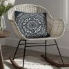 20 x 20 Modern Square Cotton Accent Throw Pillow; Mandala Design Pattern; Black; White