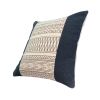 18 x 18 Square Cotton Accent Throw Pillow; Aztec Inspired Linework Pattern; Off White; Black