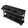 Console Sofa Table with Ample Storage; Retro Kitchen Buffet Cabinet Sideboard with Open Shelves and 3 Drawers; Accent Storage Cabinet for Entryway/Liv