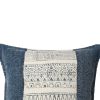 18 x 18 Square Handwoven Accent Throw Pillow; Polycotton Dhurrie; Kilim Pattern; White; Blue