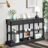 Console Sofa Table with Ample Storage; Retro Kitchen Buffet Cabinet Sideboard with Open Shelves and 3 Drawers; Accent Storage Cabinet for Entryway/Liv