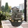 9.84inches Cascading Resin-Rock Falls Tabletop Water Fountain with LED Lights&Ball, Indoor Oudoor Decorative Tabletop Fountain for Stress Relief