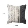 18 x 18 Square Handwoven Accent Throw Pillow; Polycotton Dhurrie; Kilim Pattern; White; Gray