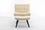 Modern Soft Velvet Fabric Material Large Width Accent Chair Leisure Chair Armchair TV Chair Bedroom Chair With Ottoman Black Legs For Indoor Home And