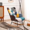 Rocking Chair; Tufted Upholstered Rocking Chair for Nursery; Comfy Wingback Glider Rocker with Safe Solid Wood Base for Living Room Bedroom Balcony