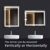 32*24 LED Lighted Bathroom Wall Mounted Mirror with High Lumen+Anti-Fog Separately Control+Dimmer Function