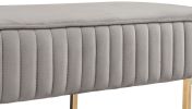 Set of 2 Julianne Gray Velvet Bench with Metal Base