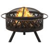 vidaXL Rustic Fire Pit with Poker 29.9" XXL Steel