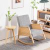 High Back Modern Fabric Rocking Chair with Rattan Arms