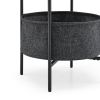 Modern Accent End Table with Storage Basket; Grey Cloth Bag and Brown Top (18'x18'x24')